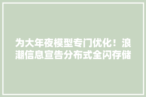 为大年夜模型专门优化！浪潮信息宣告分布式全闪存储AS13000G