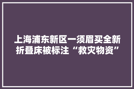 上海浦东新区一须眉买全新折叠床被标注“救灾物资”应急局：严查