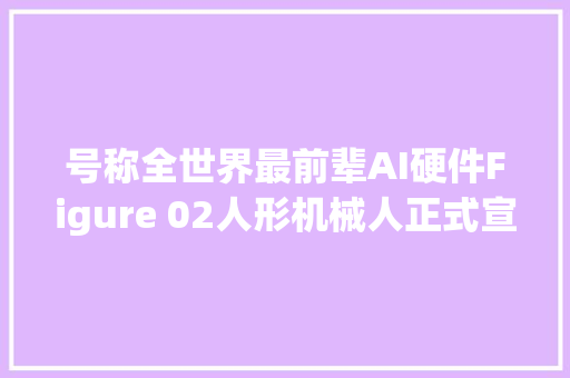 号称全世界最前辈AI硬件Figure 02人形机械人正式宣告