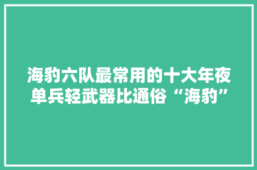 海豹六队最常用的十大年夜单兵轻武器比通俗“海豹”档次更高