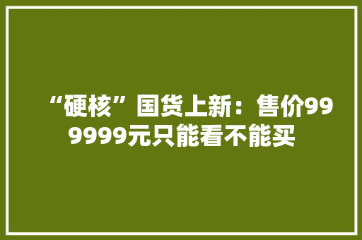 “硬核”国货上新：售价999999元只能看不能买