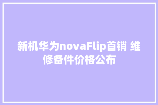 新机华为novaFlip首销 维修备件价格公布