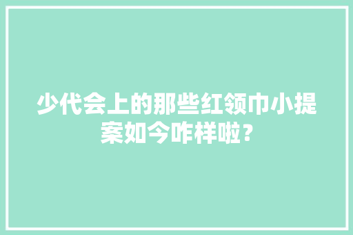 少代会上的那些红领巾小提案如今咋样啦？