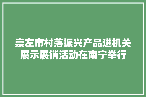 崇左市村落振兴产品进机关展示展销活动在南宁举行