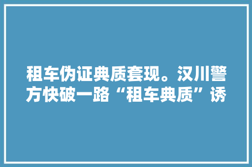租车伪证典质套现。汉川警方快破一路“租车典质”诱骗案！