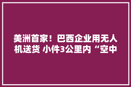 美洲首家！巴西企业用无人机送货 小件3公里内“空中达”