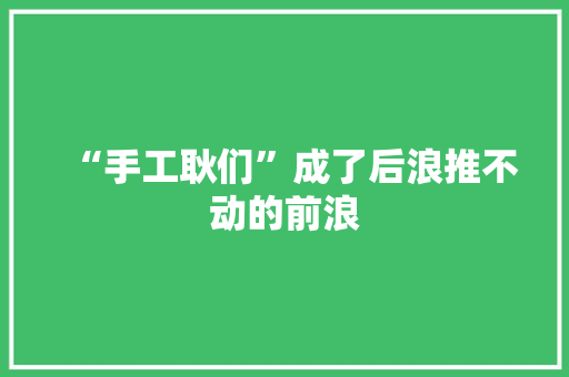 “手工耿们”成了后浪推不动的前浪