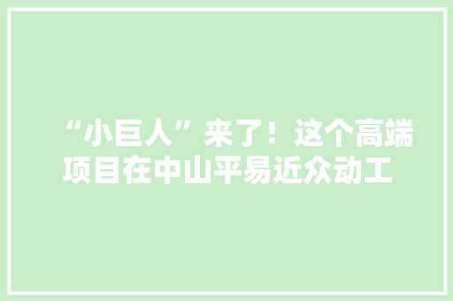 “小巨人”来了！这个高端项目在中山平易近众动工