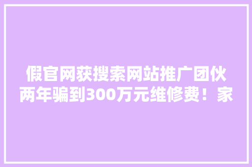假官网获搜索网站推广团伙两年骗到300万元维修费！家电维修乱象若何治？