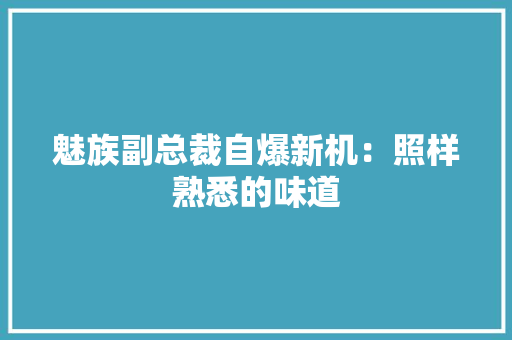 魅族副总裁自爆新机：照样熟悉的味道