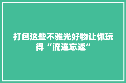 打包这些不雅光好物让你玩得“流连忘返”