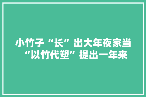 小竹子“长”出大年夜家当 “以竹代塑”提出一年来我国还取得哪些进展？