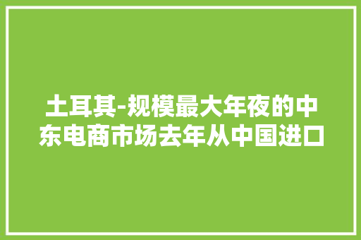 土耳其-规模最大年夜的中东电商市场去年从中国进口449亿美元