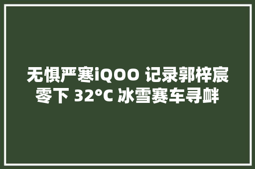 无惧严寒iQOO 记录郭梓宸零下 32°C 冰雪赛车寻衅
