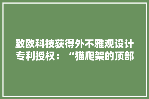 致欧科技获得外不雅观设计专利授权：“猫爬架的顶部与侧部垂直连接包围板（垂直连接型）”