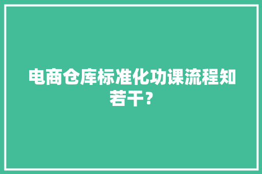 电商仓库标准化功课流程知若干？