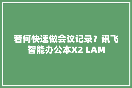 若何快速做会议记录？讯飞智能办公本X2 LAM