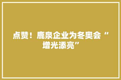 点赞！鹿泉企业为冬奥会“增光添亮”