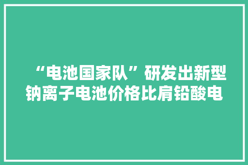 “电池国家队”研发出新型钠离子电池价格比肩铅酸电池