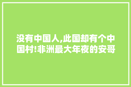 没有中国人,此国却有个中国村!非洲最大年夜的安哥拉中国城都有啥卖?