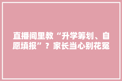 直播间里教“升学筹划、自愿填报”？家长当心别花冤枉钱