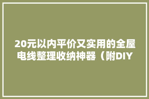 20元以内平价又实用的全屋电线整理收纳神器（附DIY教程）