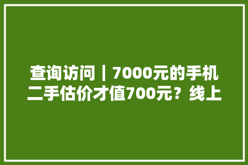 查询访问｜7000元的手机二手估价才值700元？线上收受接收为啥“伤我心”
