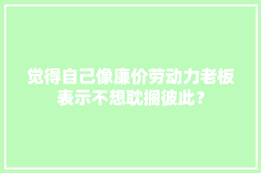 觉得自己像廉价劳动力老板表示不想耽搁彼此？