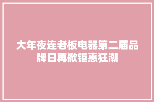 大年夜连老板电器第二届品牌日再掀钜惠狂潮