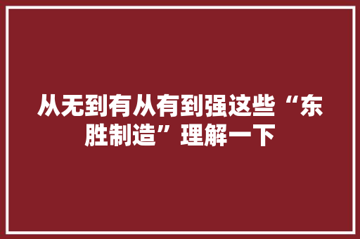 从无到有从有到强这些“东胜制造”理解一下