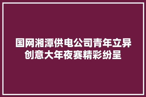 国网湘潭供电公司青年立异创意大年夜赛精彩纷呈