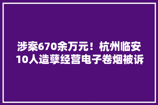 涉案670余万元！杭州临安10人造孽经营电子卷烟被诉