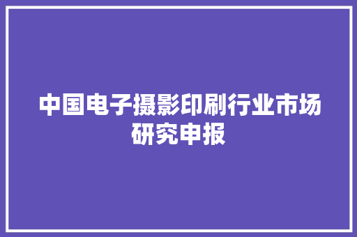 中国电子摄影印刷行业市场研究申报