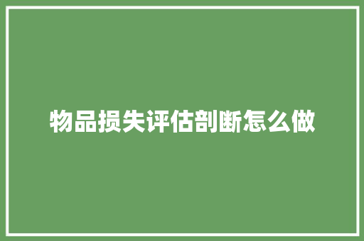 物品损失评估剖断怎么做