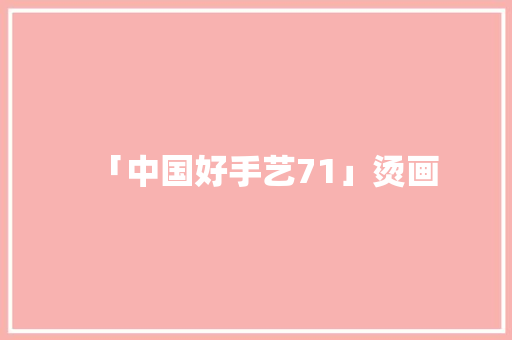「中国好手艺71」烫画