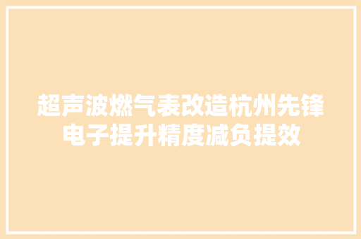 超声波燃气表改造杭州先锋电子提升精度减负提效