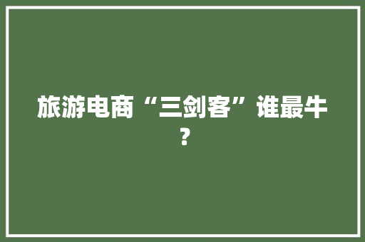 旅游电商“三剑客”谁最牛？