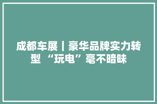 成都车展｜豪华品牌实力转型 “玩电”毫不暗昧