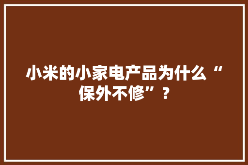 小米的小家电产品为什么“保外不修”？