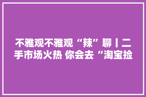 不雅观不雅观“辣”聊丨二手市场火热 你会去“淘宝捡漏”吗？