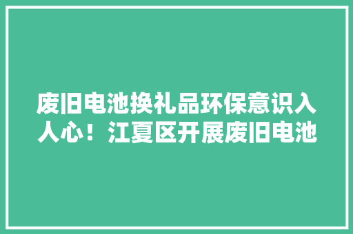 废旧电池换礼品环保意识入人心！江夏区开展废旧电池专项收受接收兑换宣传日活动