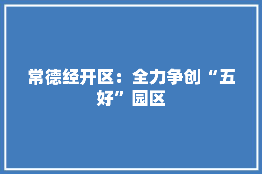 常德经开区：全力争创“五好”园区