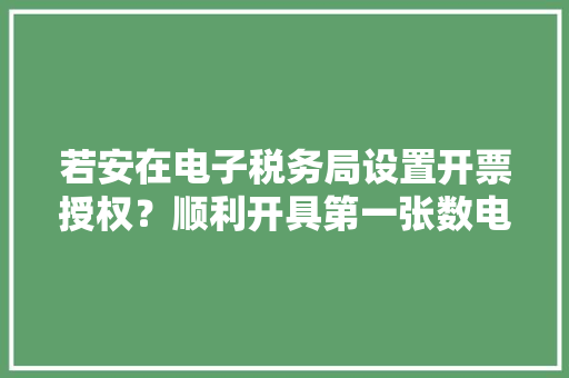 若安在电子税务局设置开票授权？顺利开具第一张数电票数电票
