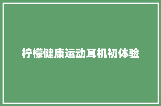 柠檬健康运动耳机初体验