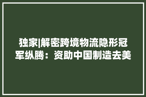 独家|解密跨境物流隐形冠军纵腾：资助中国制造去美国“下跳棋”