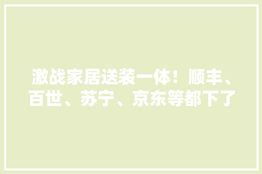 激战家居送装一体！顺丰、百世、苏宁、京东等都下了狠功夫