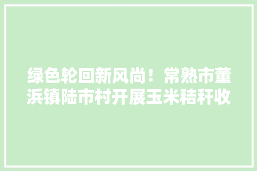 绿色轮回新风尚！常熟市董浜镇陆市村开展玉米秸秆收受接收活动