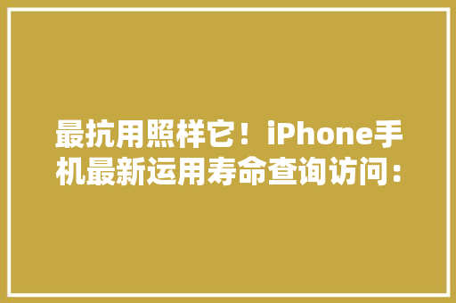 最抗用照样它！iPhone手机最新运用寿命查询访问：跨越4年没问题