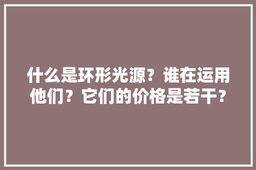 什么是环形光源？谁在运用他们？它们的价格是若干？