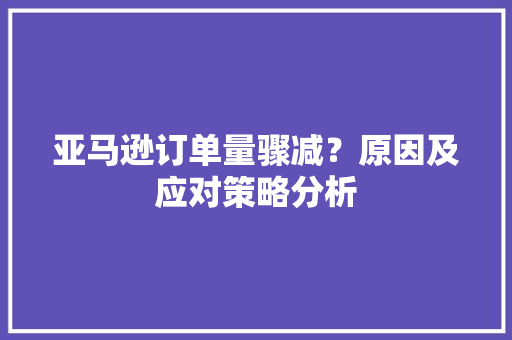 亚马逊订单量骤减？原因及应对策略分析
